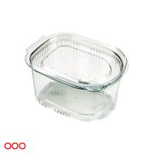 Sosiera plastic ovala 80 ml cu capac atasat transparent / Set 100 Buc (Material: PET)